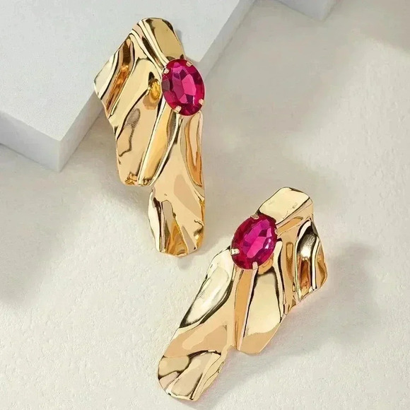 Multicolor Women's Exaggerated Sea Wave Shape Luxurious Earrings - Picture 2 of 6